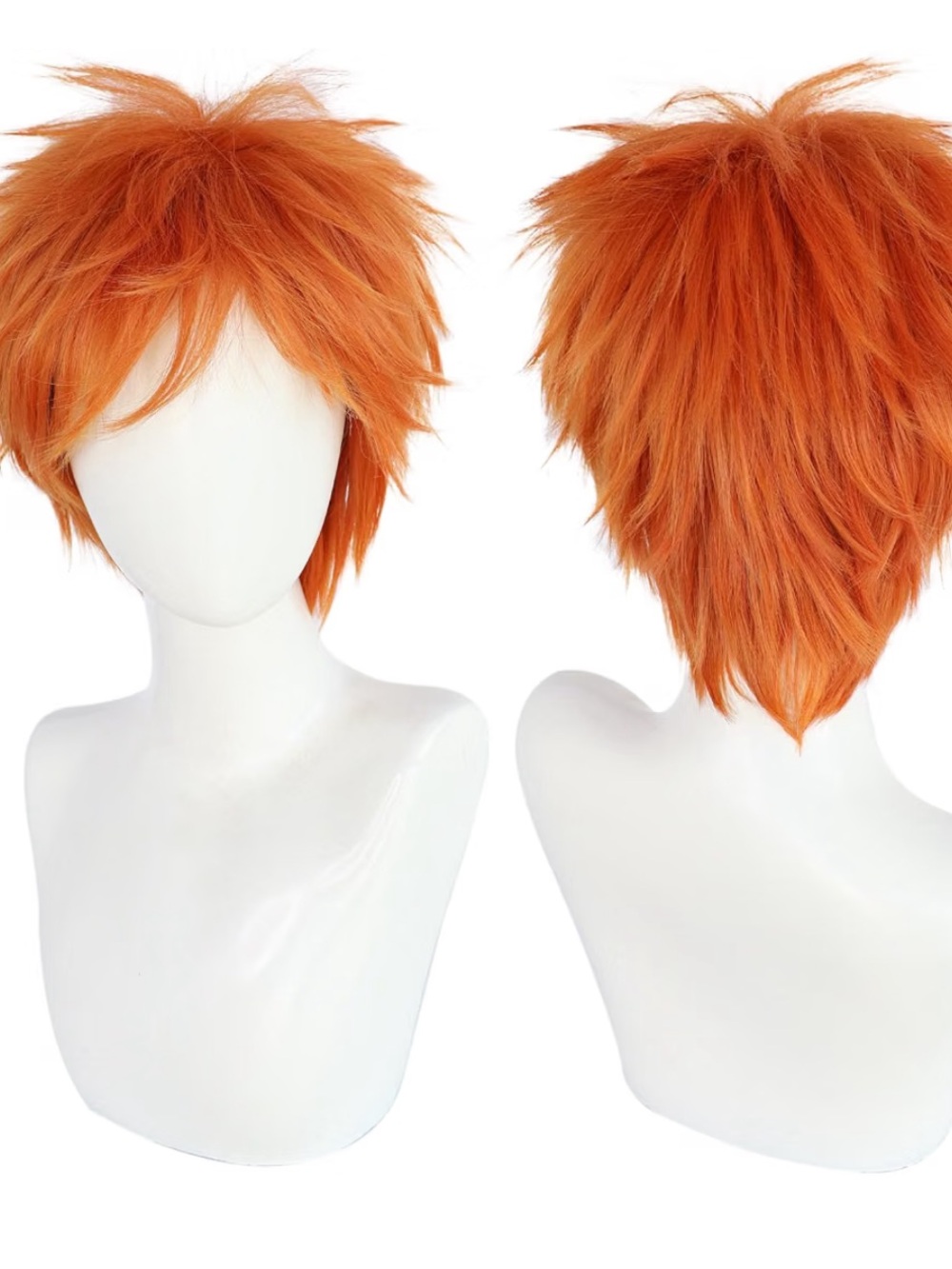Orange Short Layered Anime Cosplay Halloween Costume Wig - Vibrant Orange